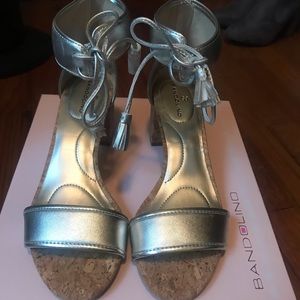 Silver block heel sandals
